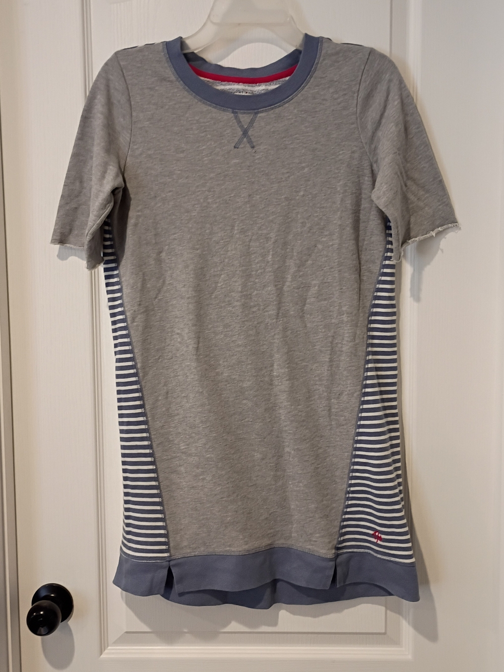 Tommy Hilfiger - Gray and Navy Striped Knit Dress - Cut Off Sleeves - Small